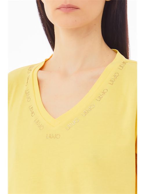 T-shirt con logo e strass LIU JO SPORT | TA5175JS923M9135